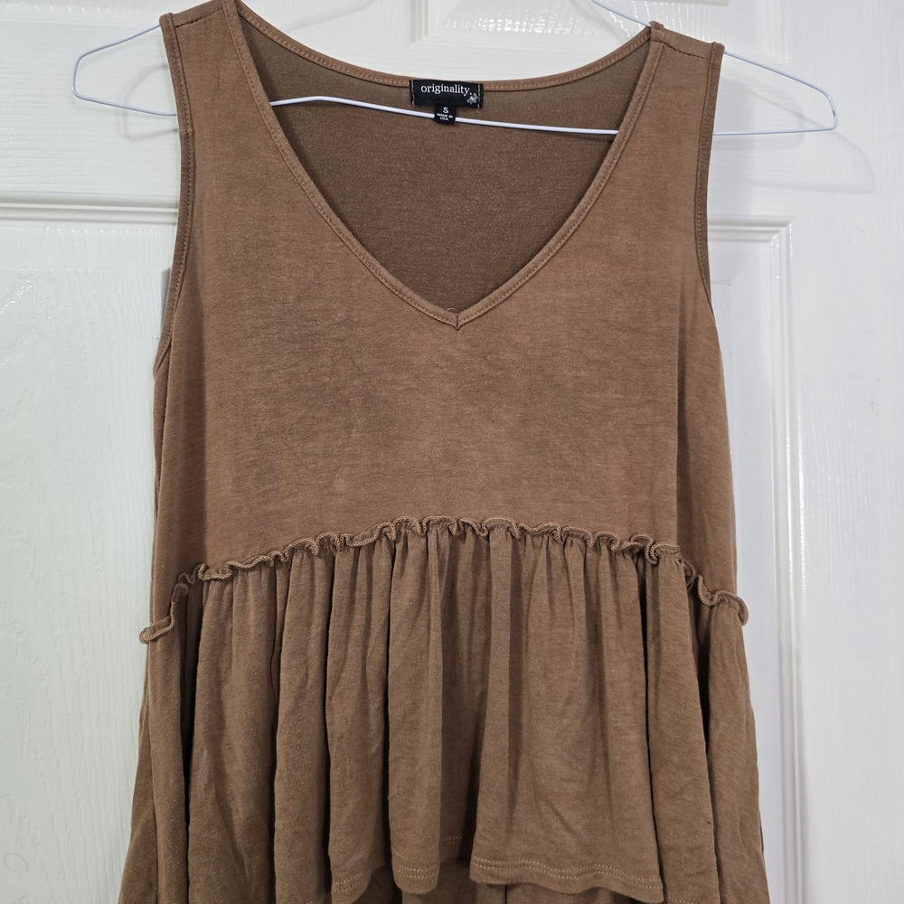 Originality Brown Tiered Tank Top